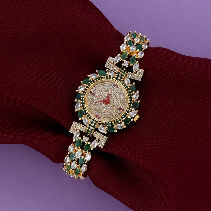 GOLD PLATED ZIRCON WATCH