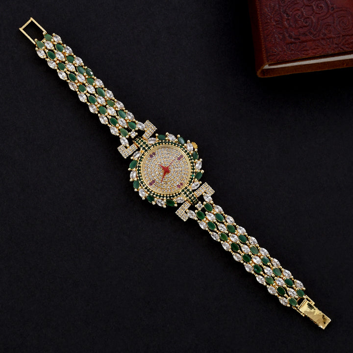 GOLD PLATED ZIRCON WATCH