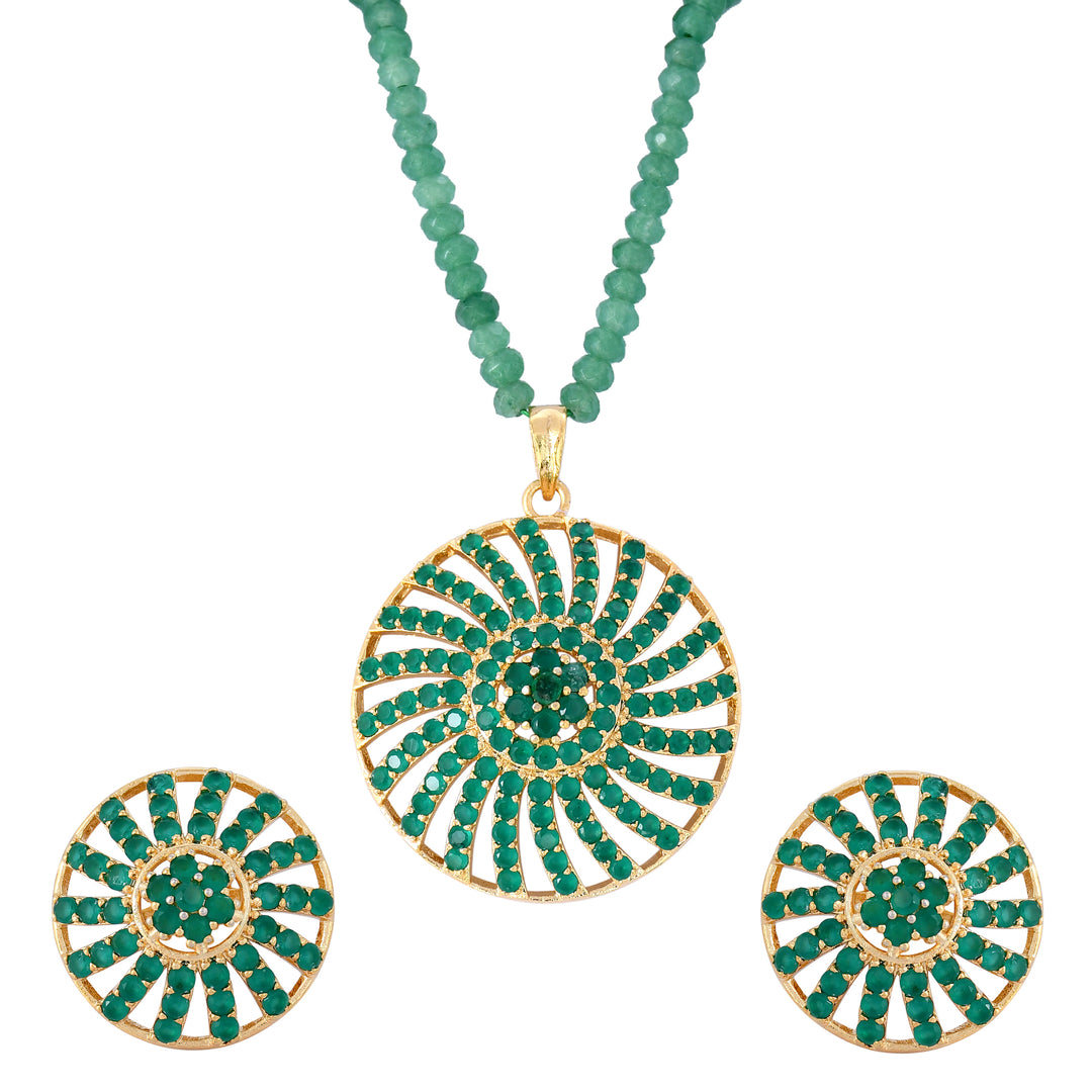 Round Shape Semi-Precious Pendant Set