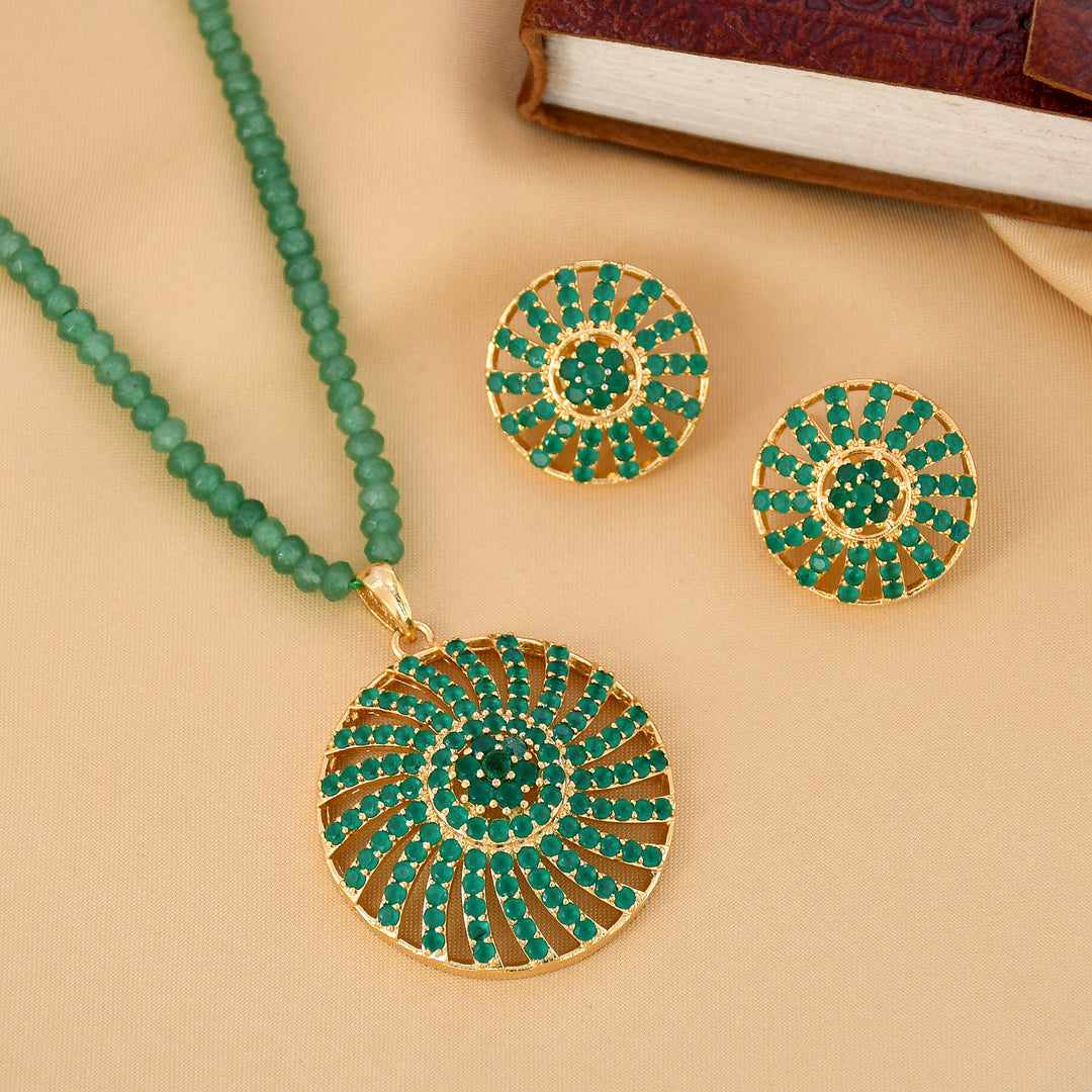 Round Shape Semi-Precious Pendant Set