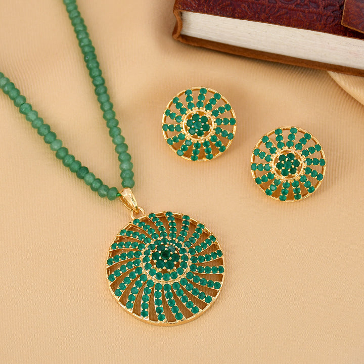 Round Shape Semi-Precious Pendant Set