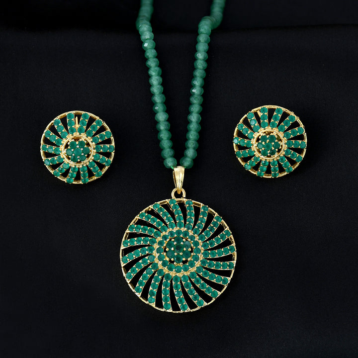 Round Shape Semi-Precious Pendant Set