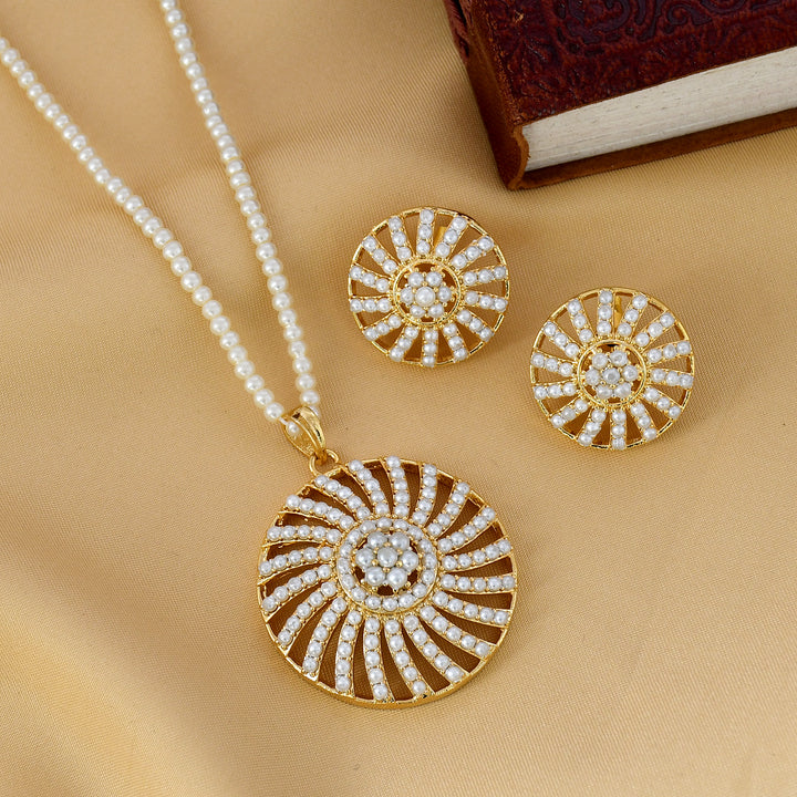 Round Shape Semi-Precious Pendant Set