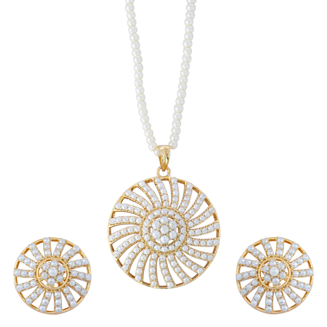 Round Shape Semi-Precious Pendant Set