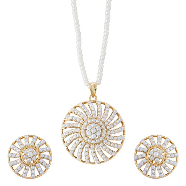 Round Shape Semi-Precious Pendant Set