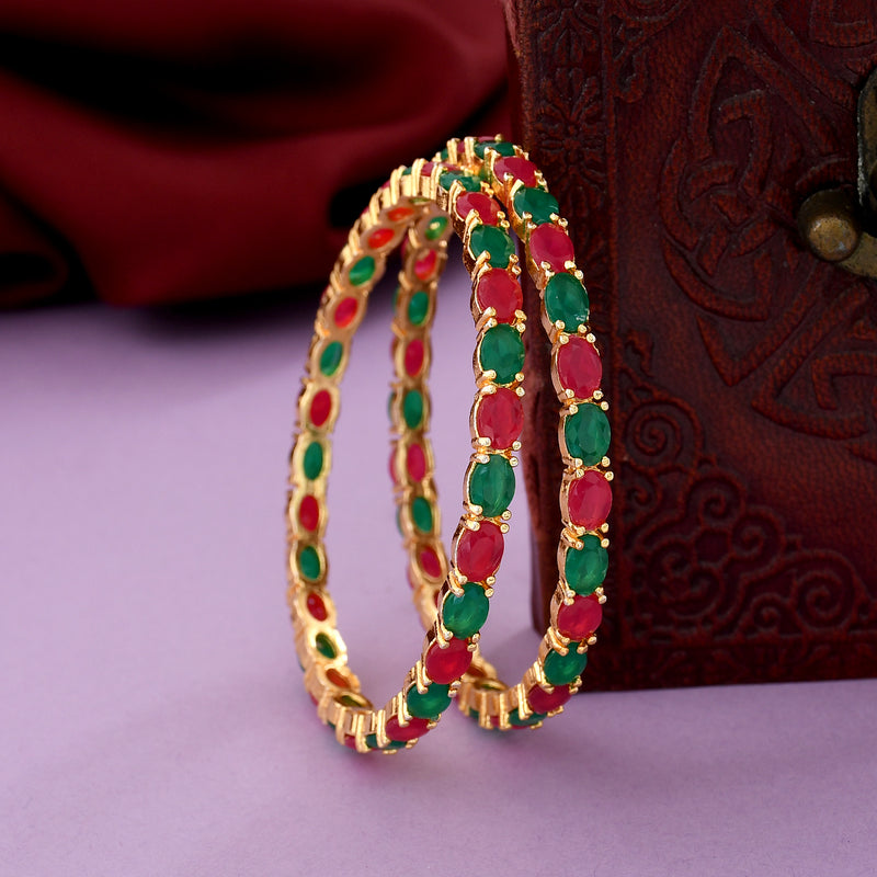 Cubic Zircon Bangles In Gold Plating