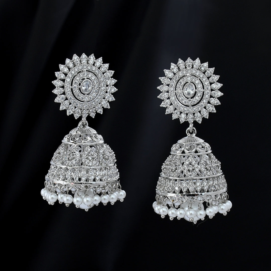 Silver Plated Diamond Jhumka