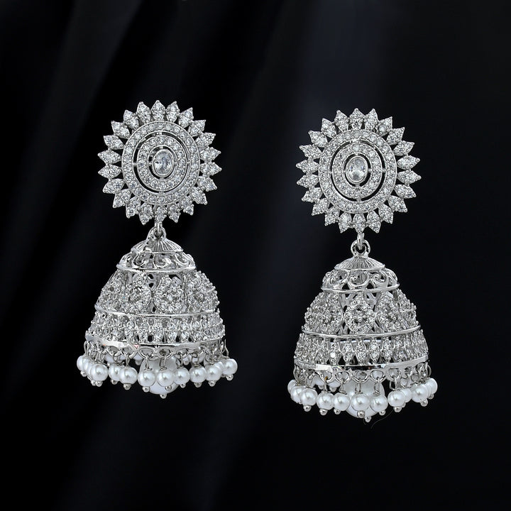 Silver Plated Diamond Jhumka