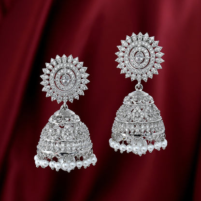 Shop Stylish Silver Plated Diamond Jhumka Online at Best Price