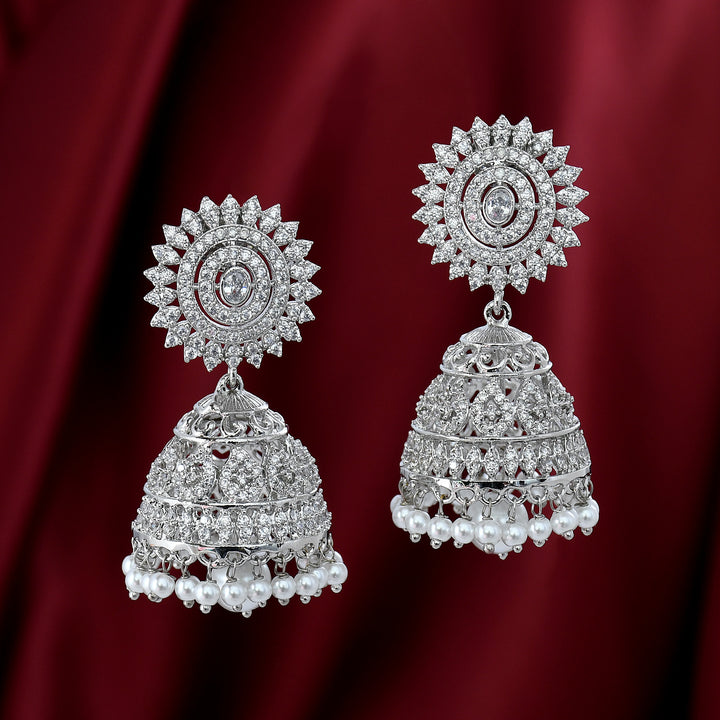Silver Plated Diamond Jhumka