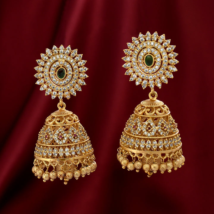Antique Jhumka With Diamond Work