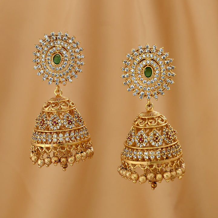 Antique Jhumka With Diamond Work