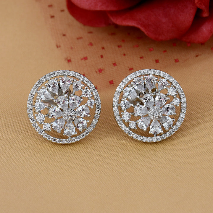 Flower Design Diamond Pendant Set