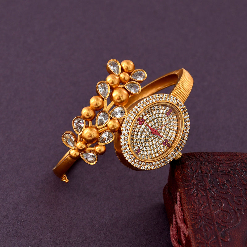 Gold Plated Zircon Watch