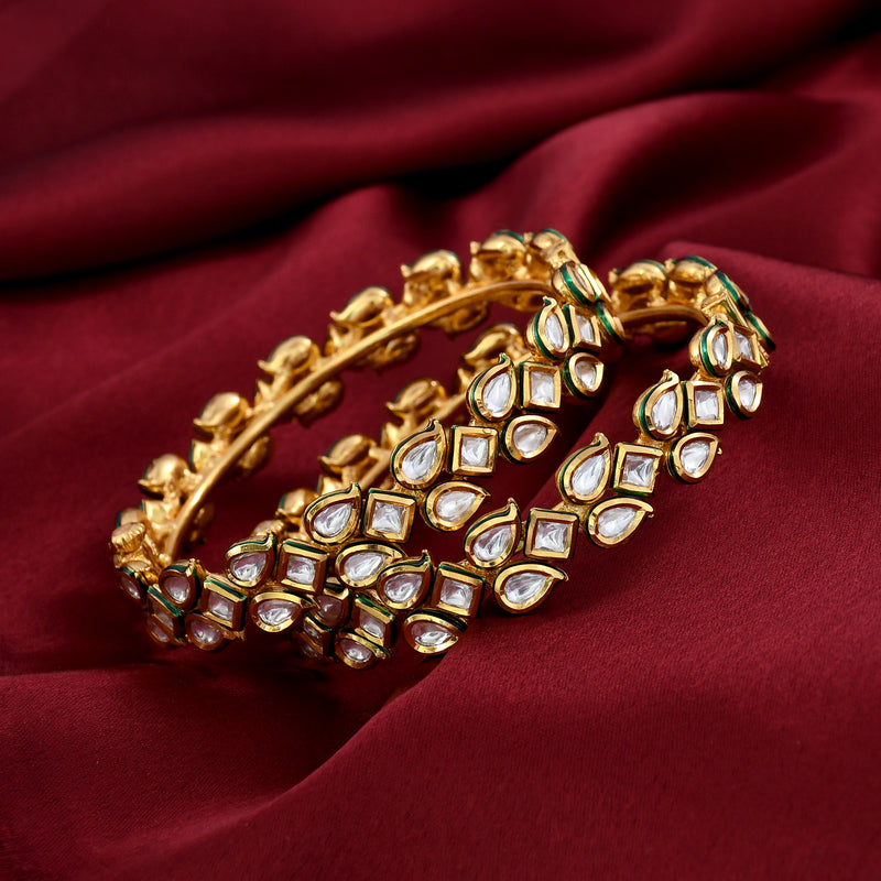 Gold Plated Kundan Polki Bangles