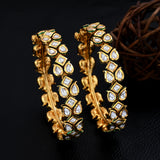 Gold Plated Kundan Polki Bangles