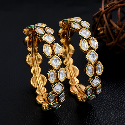 Gold Plated Kundan Polki Bangles