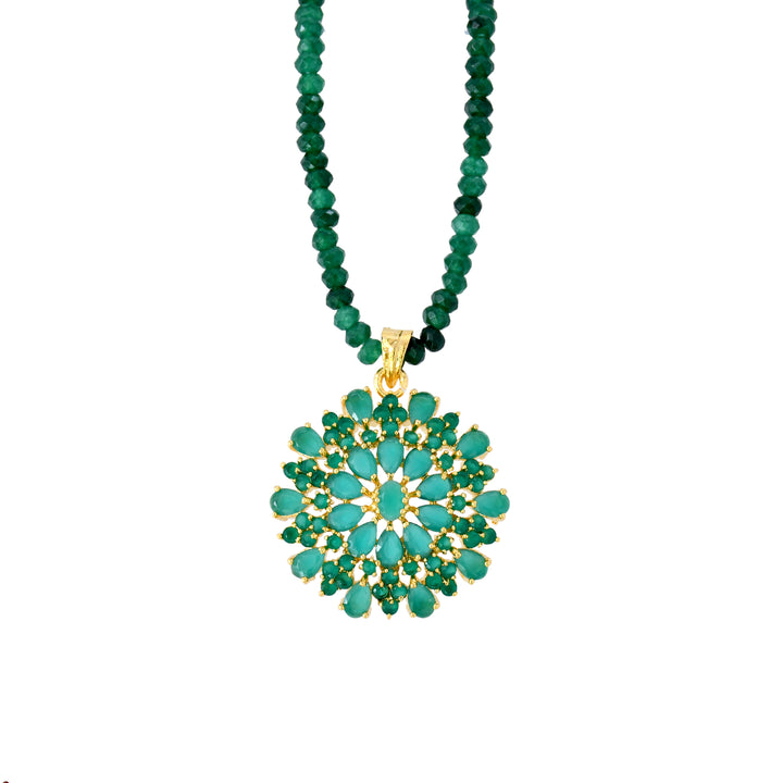 Designer Green Semi-Precious Pendant Set