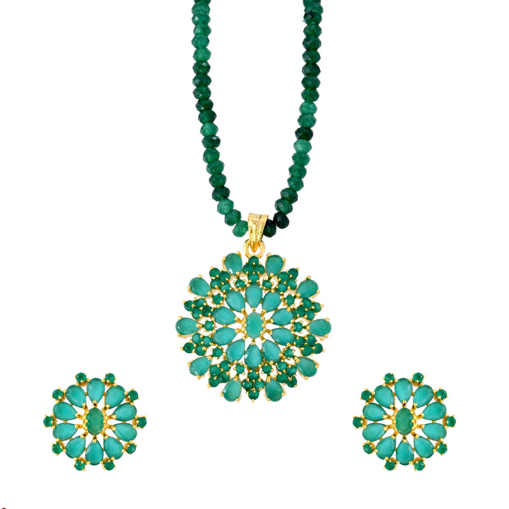 Designer Green Semi-Precious Pendant Set