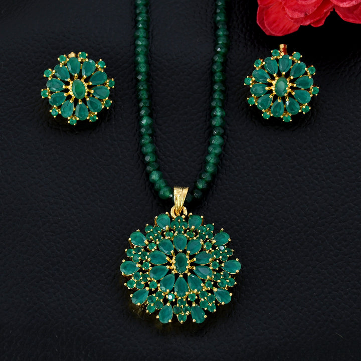 Designer Green Semi-Precious Pendant Set