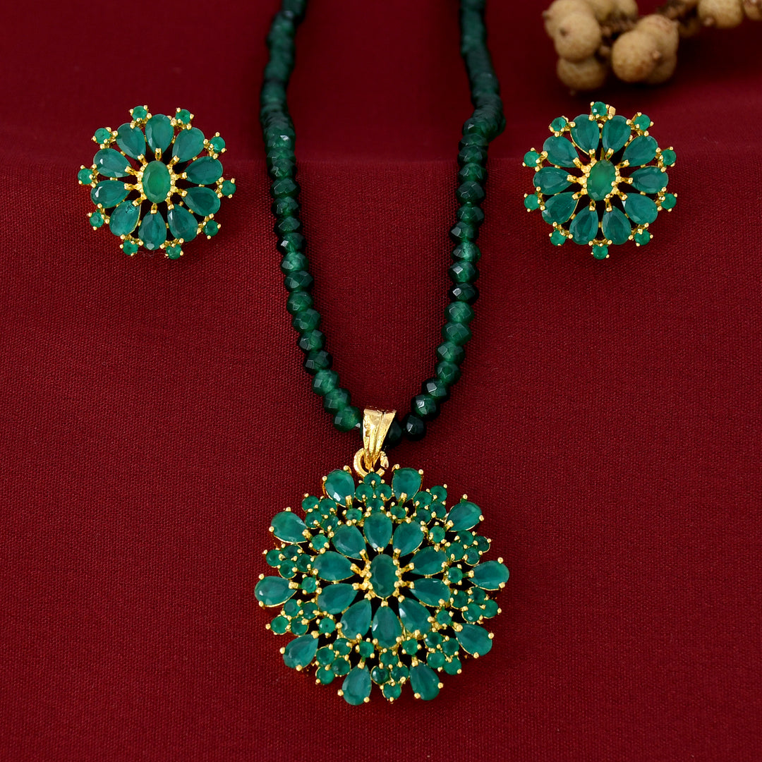 Designer Green Semi-Precious Pendant Set