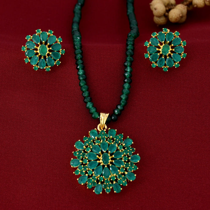 Designer Green Semi-Precious Pendant Set