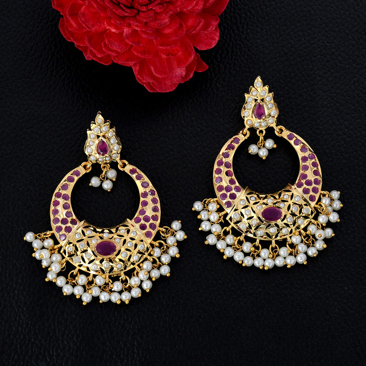 Gold Plated Beautiful Chandbali Earrings