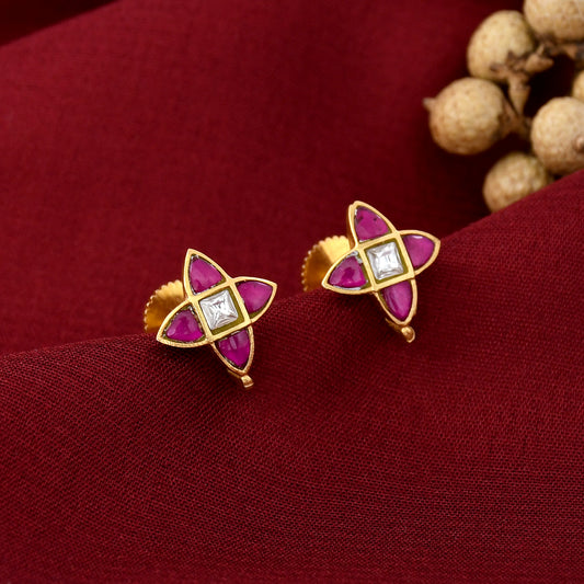 Flower Design Kundan Studs