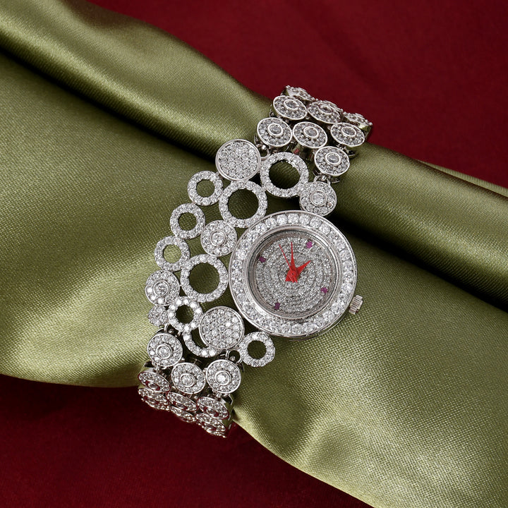 Silver Plated Diamond Watch