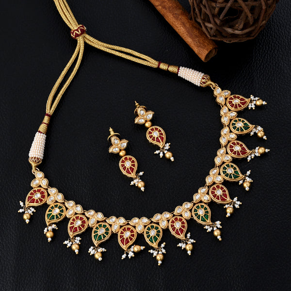 Rajwadi Style Kundan Necklace Set