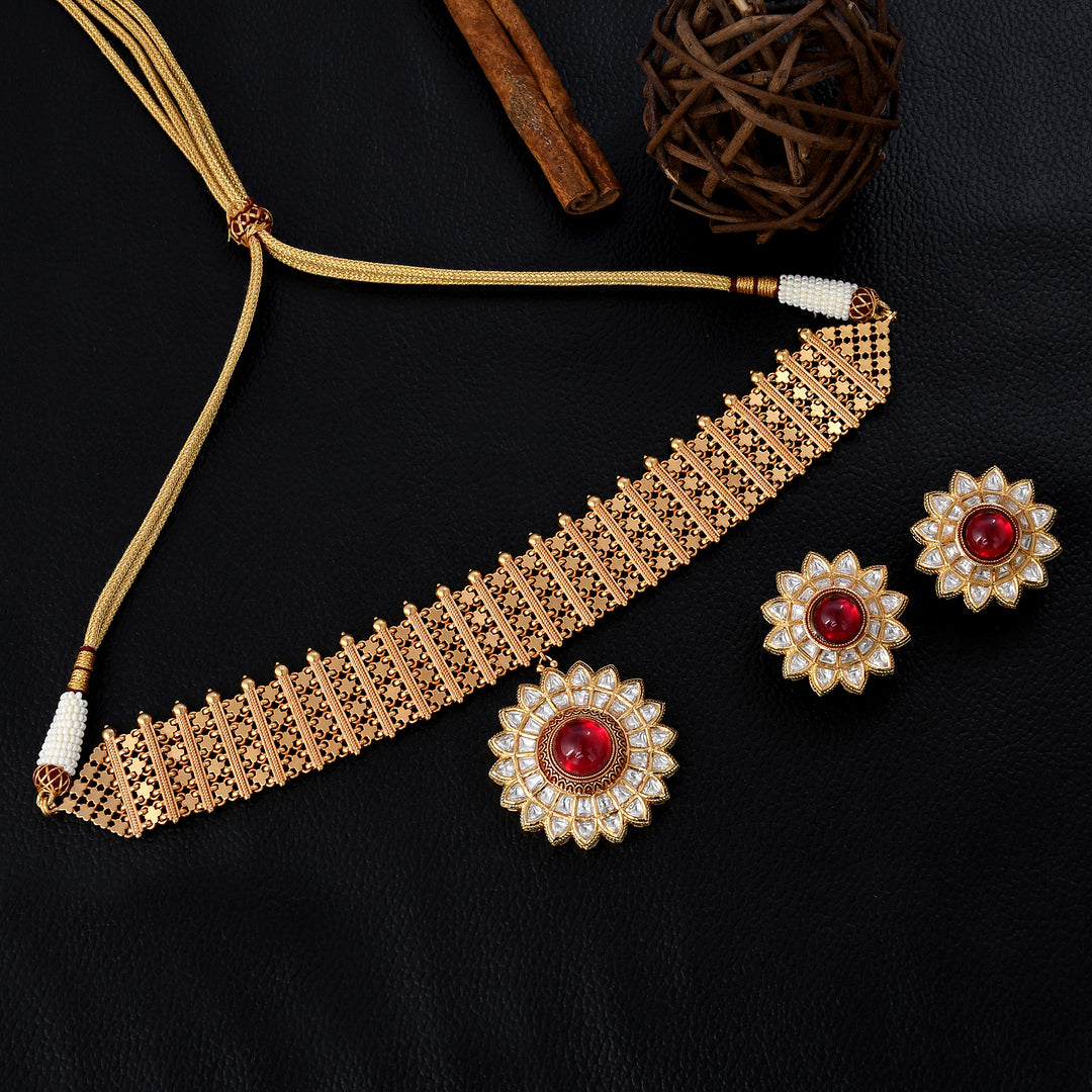 KUNDAN POLKI CHOKER SET