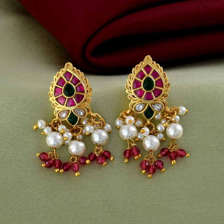 GOLD PLATED KEMPU JADAU EARRING