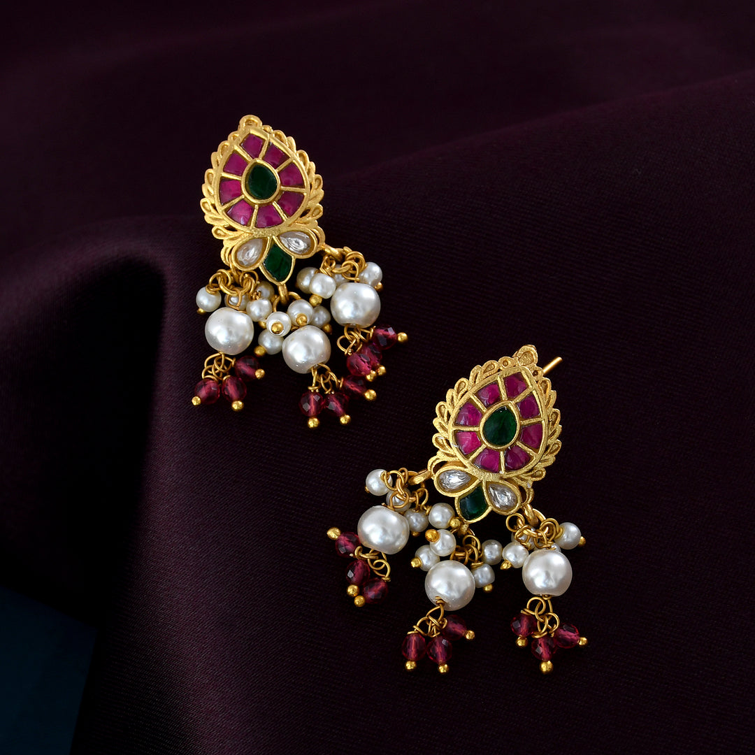 GOLD PLATED KEMPU JADAU EARRING