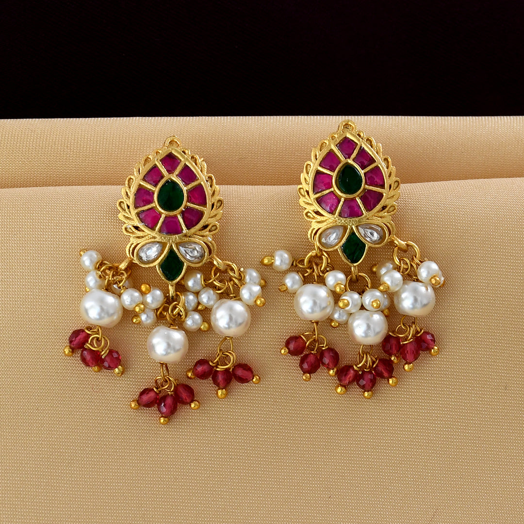GOLD PLATED KEMPU JADAU EARRING