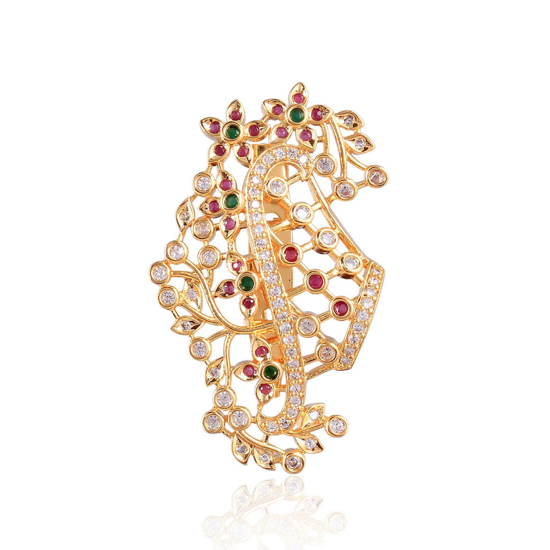 Gold Plated Saree Pin - Rebaari Jewels