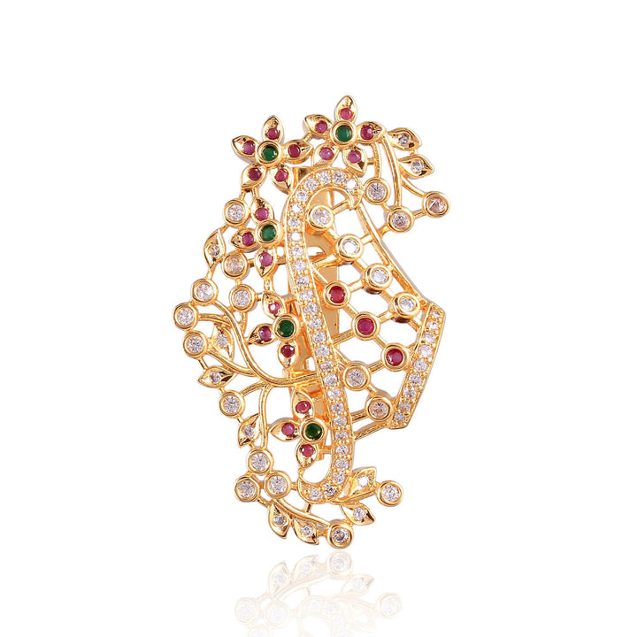Gold Plated Saree Pin - Rebaari Jewels