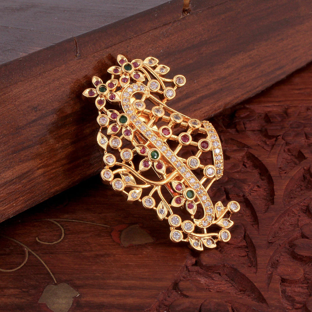 Gold Plated Saree Pin - Rebaari Jewels