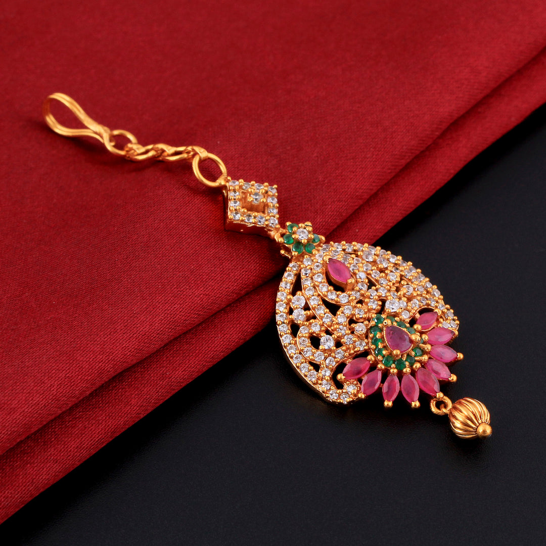 Designer Gold Plated South Maang Tikka
