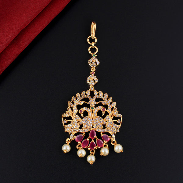 Heavily Embellished Gold Plated South Maang Tikka