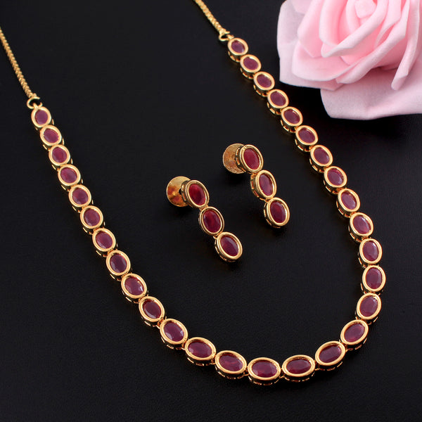 Classy Single Line Kundan Necklace Set