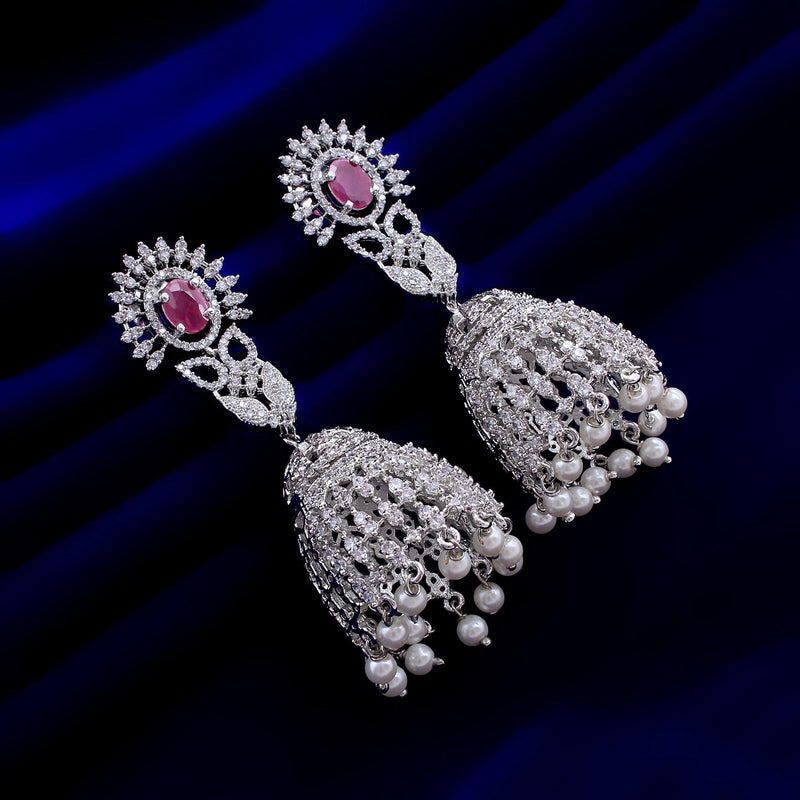 Zircon Antique Jhumka Earring - Rebaari Jewels