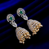 Zircon Antique Jhumka Earring - Rebaari Jewels