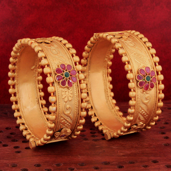 Real Look Antique Gold Finish Bangles - Rebaari Jewels