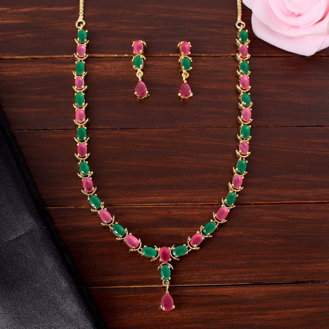 Multi Colour Single Line Necklace Set