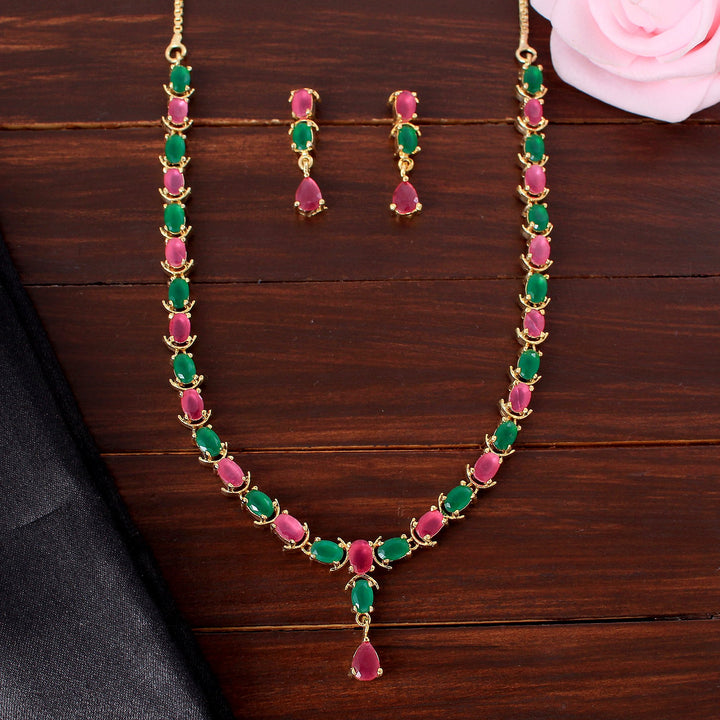 Multi Colour Single Line Necklace Set
