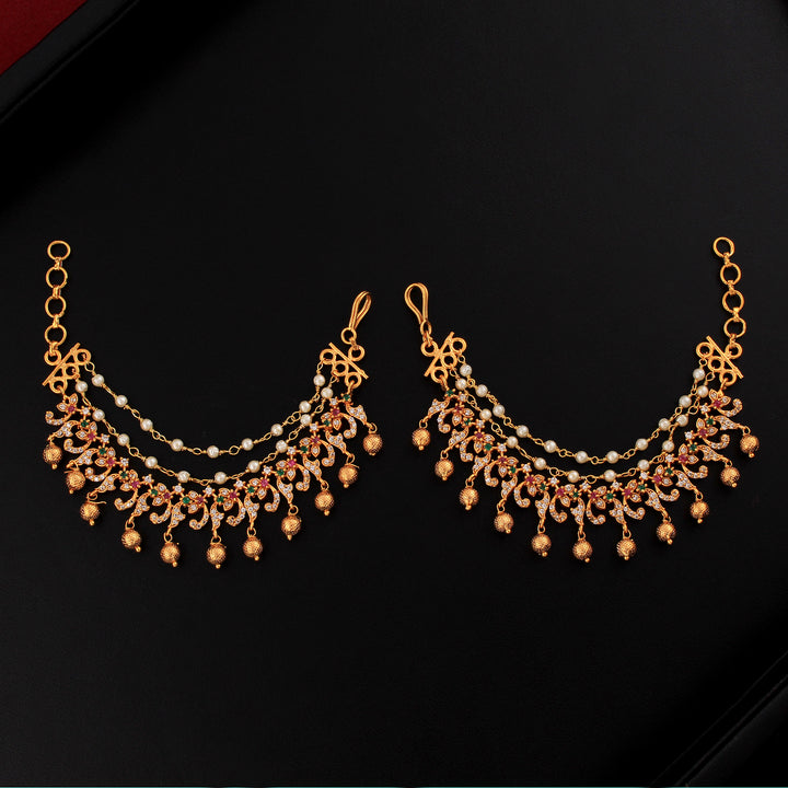 Gold Plated Long Hair Chain Earring