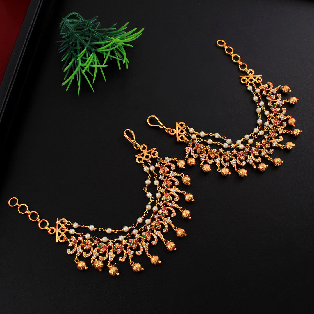 Gold Plated Long Hair Chain Earring