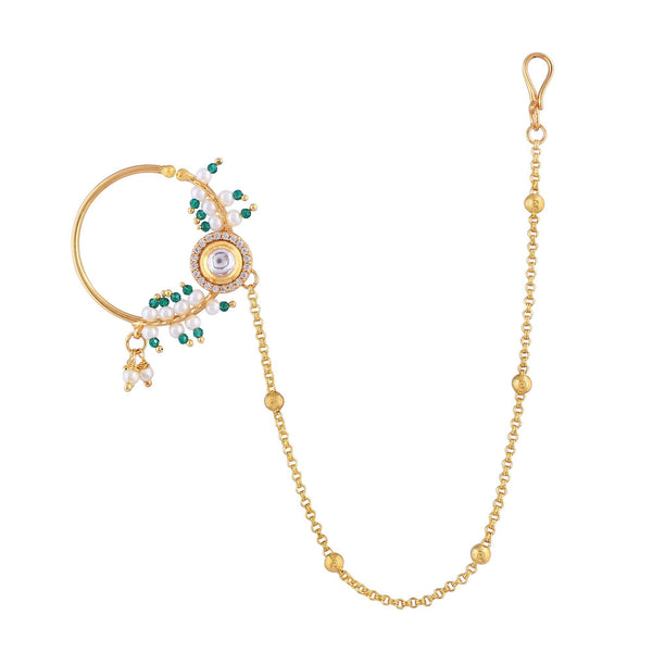 Embellished Jadau Kundan Nath/ Nose Ring - Rebaari Jewels