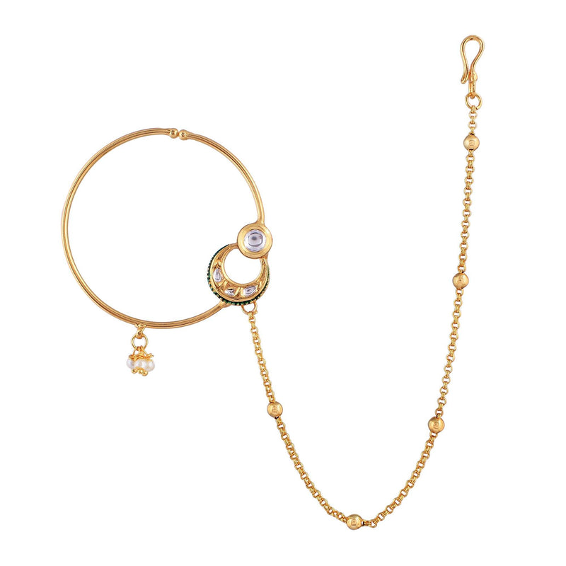 Gold Plated Stone Studded Nose Ring - Rebaari Jewels